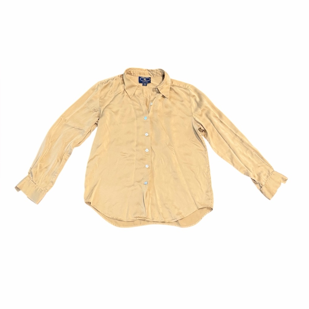 100% silk gold Button-Up Shirt
